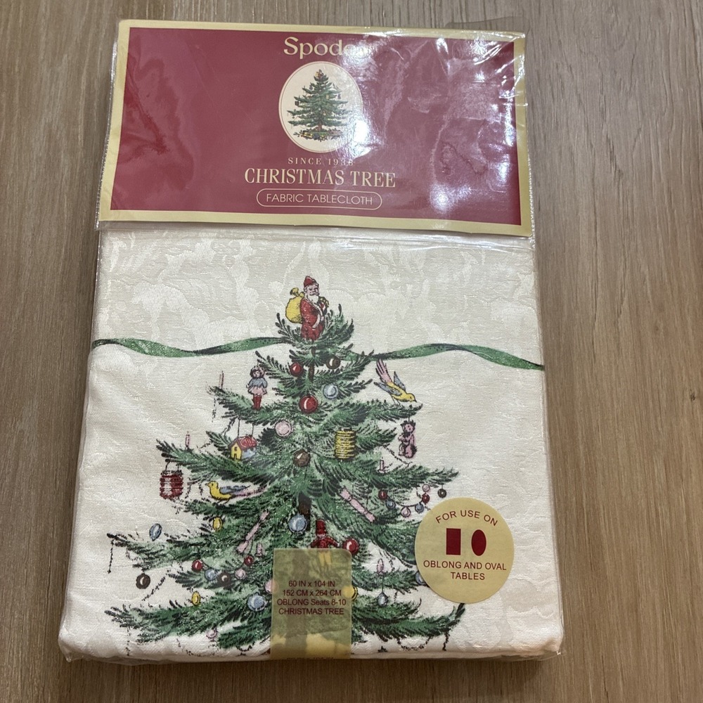 Spode Christmas Tree 60IN x 104IN Oblong Fabric Tablecloth NEW